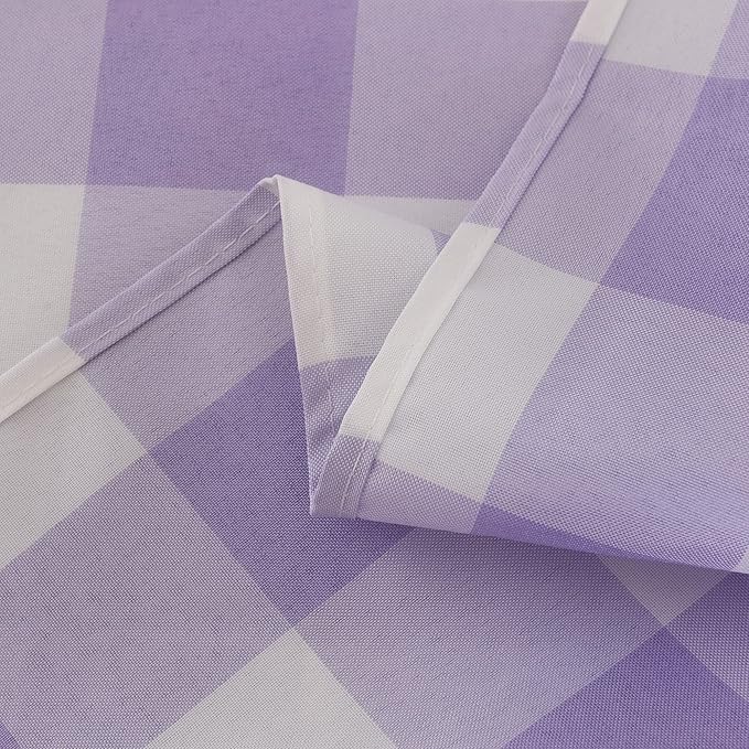 2 Pack Waterproof Polyester Fabic Rectangle Checkered Tablecloth，60x84 Outdoor Table Cloth，Oil Stain Prevention Table Cloth for Pinics and Parties（Lavender and White）