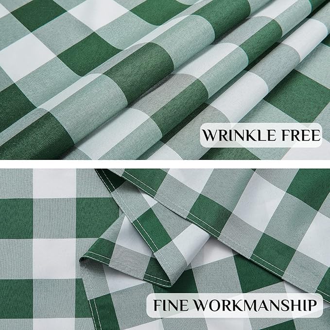 Softalker Spring Checkered Tablecloth Rectangle - Outdoor Waterproof Buffalo Plaid Table Cloth, Stain Resistant Gingham Table Cover for Picnic, Camping, Easter - Hunter Green and White, 54 x 120 Inch