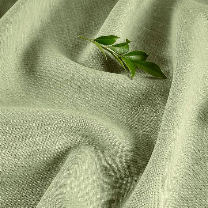 Solino Home Linen Table Runner 72 Inches Long - Athena, 100% Pure Linen Chambray Olive Table Runner 14 x 72 Inch for Dining, Spring, St Patricks Day