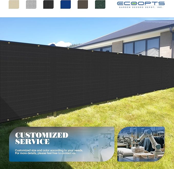 ECOOPTS 4'x246' Privacy Fence Screen Windscreen with Copper Grommets, Fit for Commercial Fence and Residential Garden Outdoor 90% UV Blockage, Cable Zip Ties Included (Black)