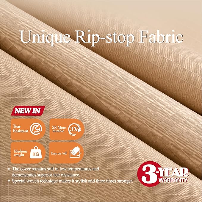 WJ-X3 180' Extra Large Patio Furniture Set Covers Waterproof, Heavy Duty Outdoor Sectional Cover, High Wind Resistant & Anti-UV, 180W x 96D x 36H Inches, Beige & Coffee