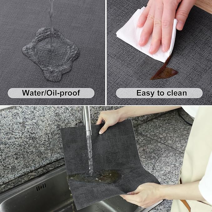 Homaxy Faux Leather Heat Resistant Placemats for Dining Table Set of 6, Waterproof Wipeable Washable PU Table Mats, Easy to Clean Anti-Slip Place Mats, 11.8" x 17", Dark Grey