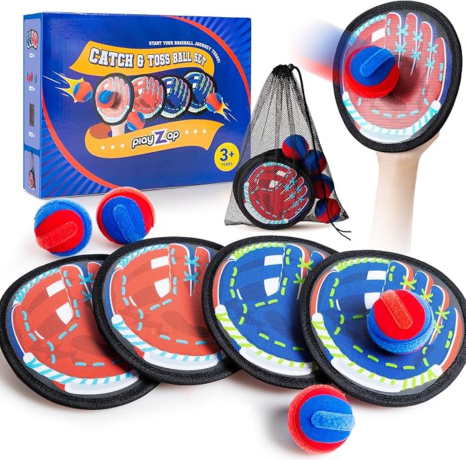 EVERICH TOY Toss and Catch Game for Toddlers - Soft, Safe & Pain-Free Baseball-Style Catching for Kids, Active Play Gift – Beach, Pool & Yard Toys for Boys and Girls Stocking Stufferrs Ages 3-8
