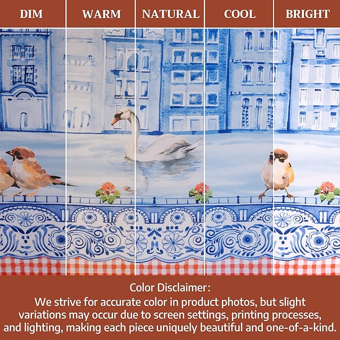 Maison d'Hermine Table Cloth Rectangle Table 100% Cotton Tablecloth for Dining Room, Farmhouse, Home, Hotel, Parties & Wedding - Ideal for Easter Decorations Spring & Summer(Amsterdam Canals,70"x90")