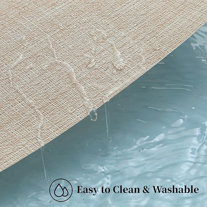 Leetaltree Beige Placemats Set of 20 - Heat Resistant Non-Slip Place mats for Dining Table, Washable Durable PVC Vinyl Woven Table Mats(Beige, 20)