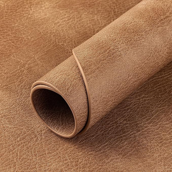ADRIMER Placemats, Heat Resistant Oval Placemats Set of 12 Washable 12 x 17 Inch, Waterproof Table Mats, Wipeable Pu Place Mats for Kitchen, Dining Room, Sandy Light Brown
