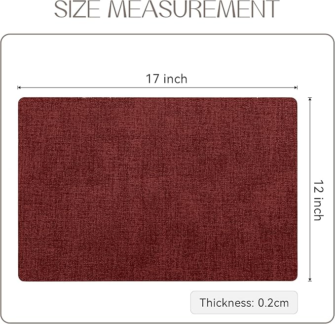 Romanstile Vinyl Placemats Set of 6-12 X 17 Inch - Heat Resistant Place Mats 100% Waterproof Oilproof Wipeable Reversible Faux Leather Table Mats for Kitchen, Dining, Party, Outdoor, Red