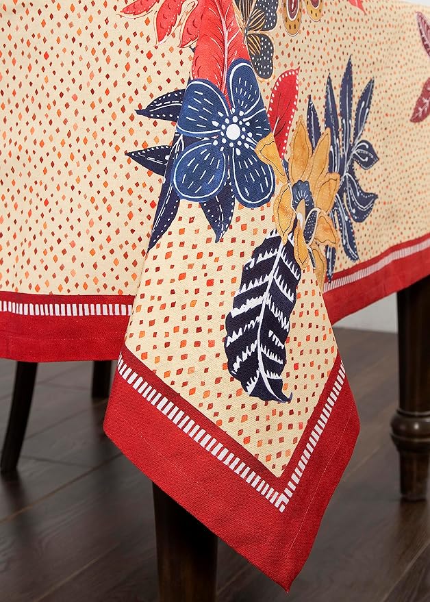 Maison d' Hermine Table Cloth Rectangle Table 100% Cotton 70 x 90 Inches Fall Tablecloth Reusable Everyday Use for Thanksgiving Christmas Decorations Dining Farmhouse Party (Kalahari)