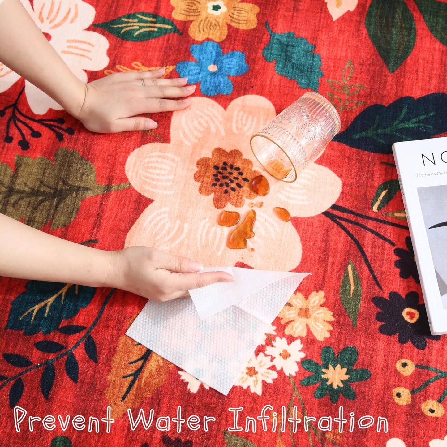 Rugcomf Runner Rug for Hallways Kitchen Rug Non Slip 2'x 6' Washable Runner Rugs with Rubber Backing Soft Floral Carpet Runner for Hallways, Kitchen, Laundry, Bedroom, Bathroom(Red)