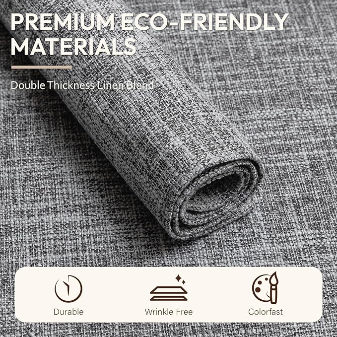 Blue Forest Placemats Set of 4, Dual-Layered Thickened Faux Linen Cloth Place Mats Heat Resistant Machine Washable Wrinkle Free Table Mats Indoor/Outdoor (Light Grey)