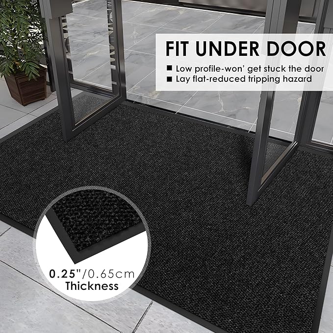 3′ x 48′ Front Door Mat Indoor Outdoor Entrance, Commercial Floor Mat Heavy Duty Dirt Trapper Entryway Doormat, Custom Size Non Slip Rubber Backing Welcome mat, Door Mat for High Traffic Area