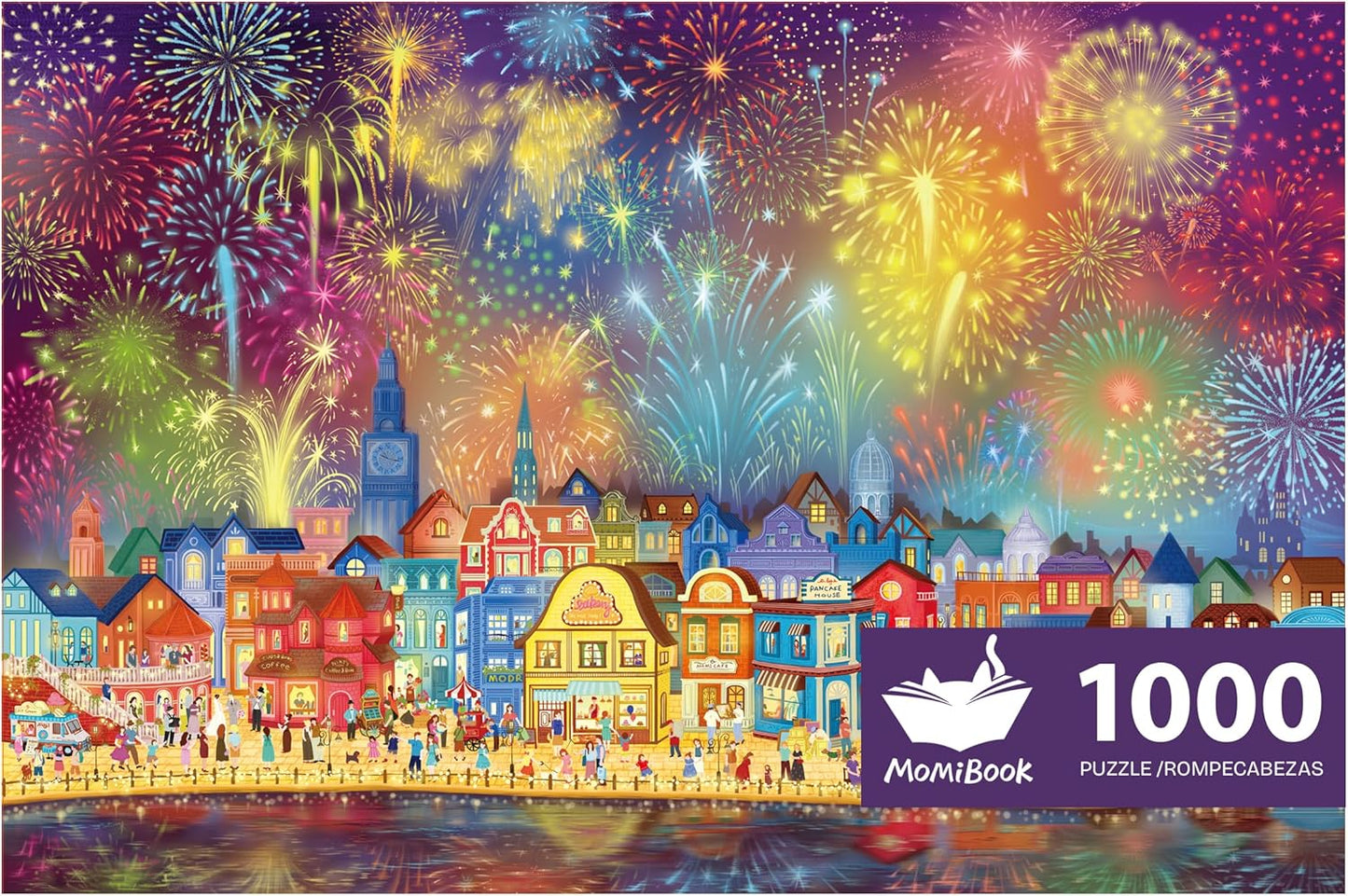MOMIBOOK Puzzles for Adults 1000 Pieces Jigsaw Puzzles of Fireworks are Gorgeous, Luminous Painting Image Difficult Challenging Hard Impossible Puzzle Unique Funny Party Christmas Birthday Gifts