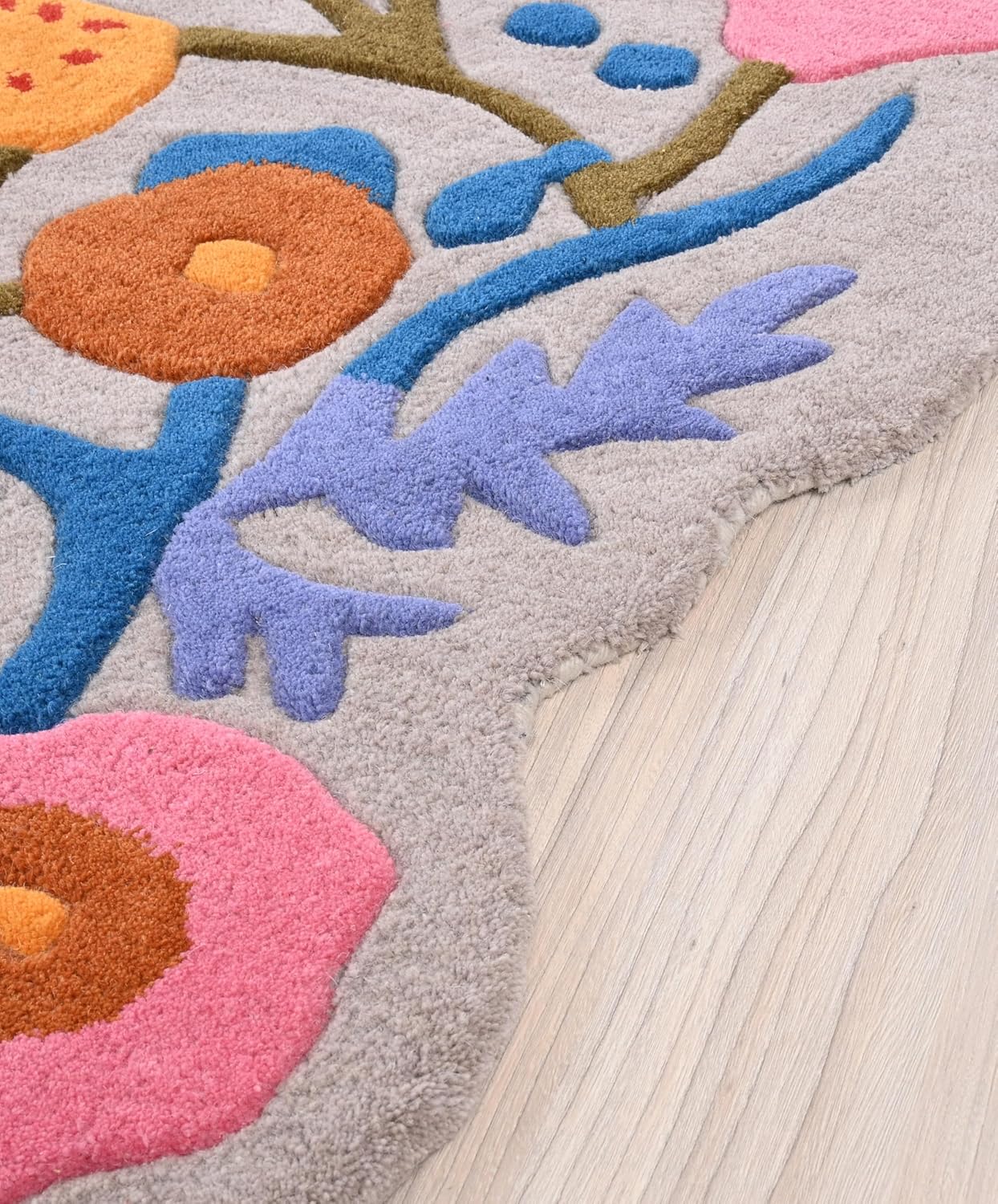 Handmade Wool Floral Area Rug for Living Room | Elegant Flower Garden Design, Soft, Thick and Durable | Bedroom, Dining Room & Home Decor Carpet (9' x 12', Floral H)