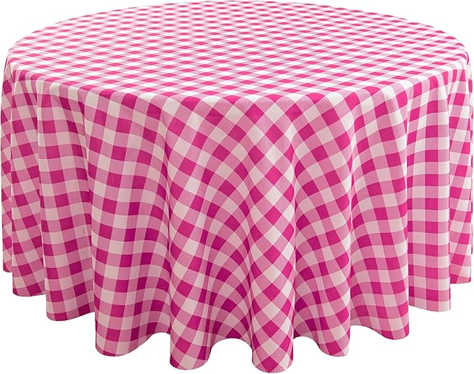 Waterproof Plaid Tablecloth Fabric - Round 108 Inch Classic Gingham Checker Table Cloth for Indoor/Outdoor Use - Buffalo Table Cover for Picnics, BBQs, and Parties