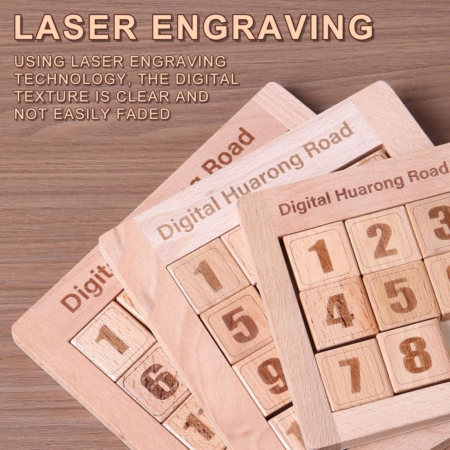 Wooden Number Sliding Puzzle，Brain Teasers Toy Tangram Slide Puzzle Game，Sequential Puzzles Board Game，Educational Toys for Kids and Adults (1-15 Medium Size)