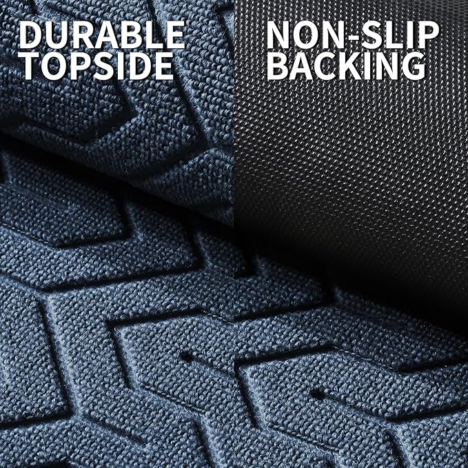 Yimobra Large Door Mat Outside Entrance 36x24, Waterproof Heavy Duty Outdoor Mats for Front Door, Non Slip Rubber Entry Mat for Garage Patio Indoor, Easy Clean, Blue
