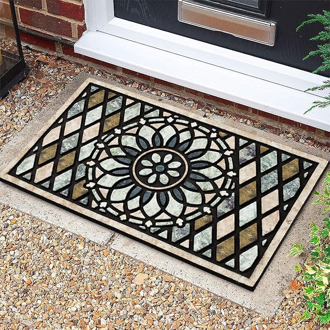 CHICHIC Welcome Door Mat 24 x 36 Inch Front Doormat Outdoors for Home Entrance Outdoors Mat for Outside Entry Way Doormat Entry Rugs, Heavy Duty Non Slip Rubber Back Low Profile, Flower