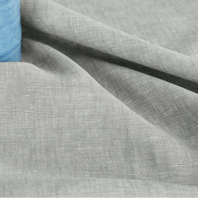 Solino Home Linen Table Runner 90 Inches Long - Athena, 100% Pure Linen Chambray Grey Table Runner 14 x 90 Inch for Dining