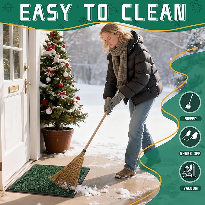 Yimobra Extra Large Door Mat 60x36, Waterproof Sturdy Outdoor Mats for Front Door, Heavy Duty Non-Slip Doormat for Garage Patio Entryway Indoor, Easy Clean, Green
