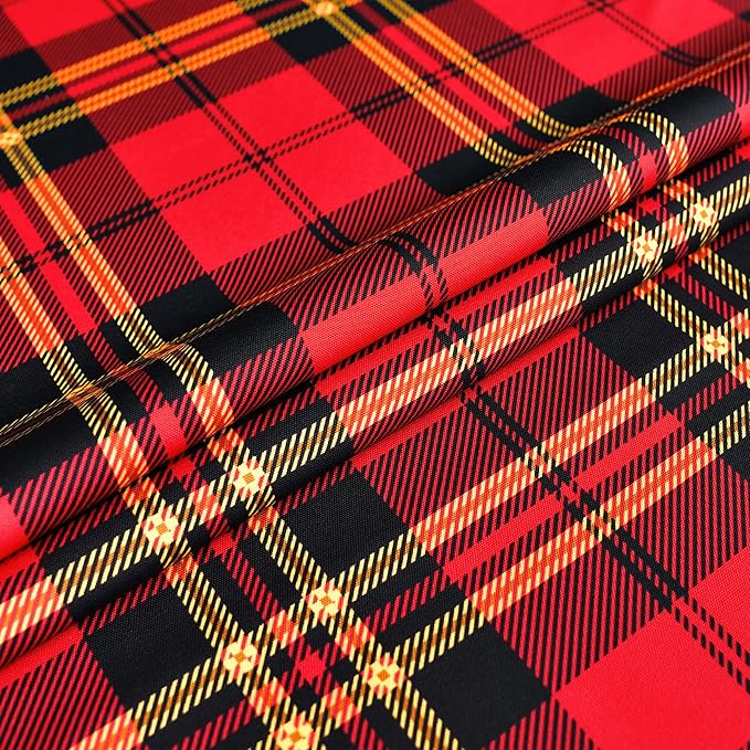 Classic Gingham Buffalo Xmas Tablecloth Fabric - Oblong 58x144 Inch Water Proof Checkered Table Cloth for Indoor Outdoor - Red Christmas Plaid Table Cover for Christmas, Holiday, New Year