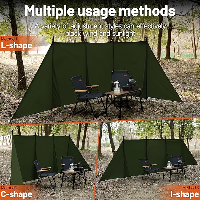 Himalaya Camping Windbreaks Privacy Fence Stove Windshield Shelter Wind Screen Windproof Multifunctional Portable Lightweight for Outdoor Camping (Deep Green)