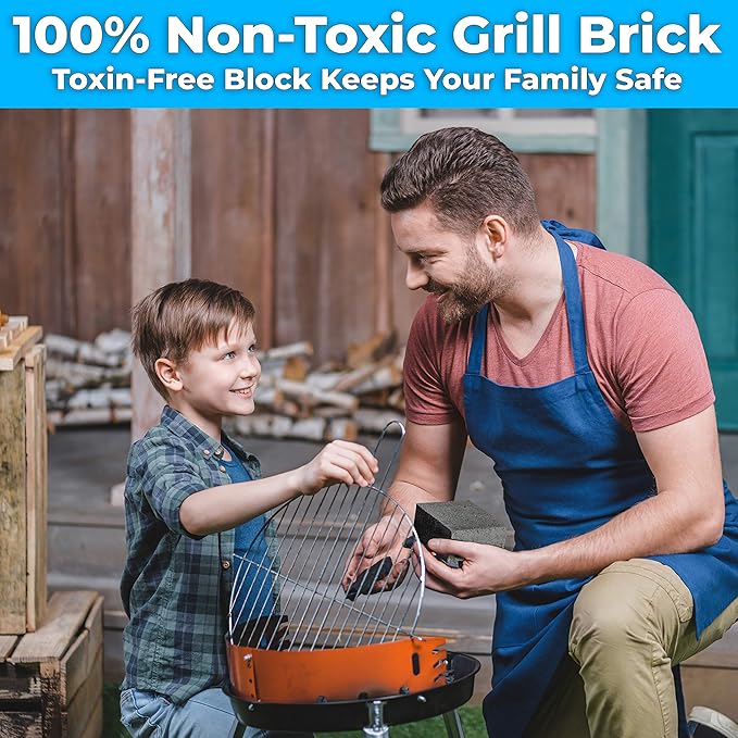 Heavy Duty, Non-Toxic Black Grill Brick Cleaner 8 Pack Reusable Chemical Free BBQ Pumice Cleaning Block for Flattops, Grills and Griddles. Non Scratch Grillstone is the Perfect Barbecue Scouring Tool