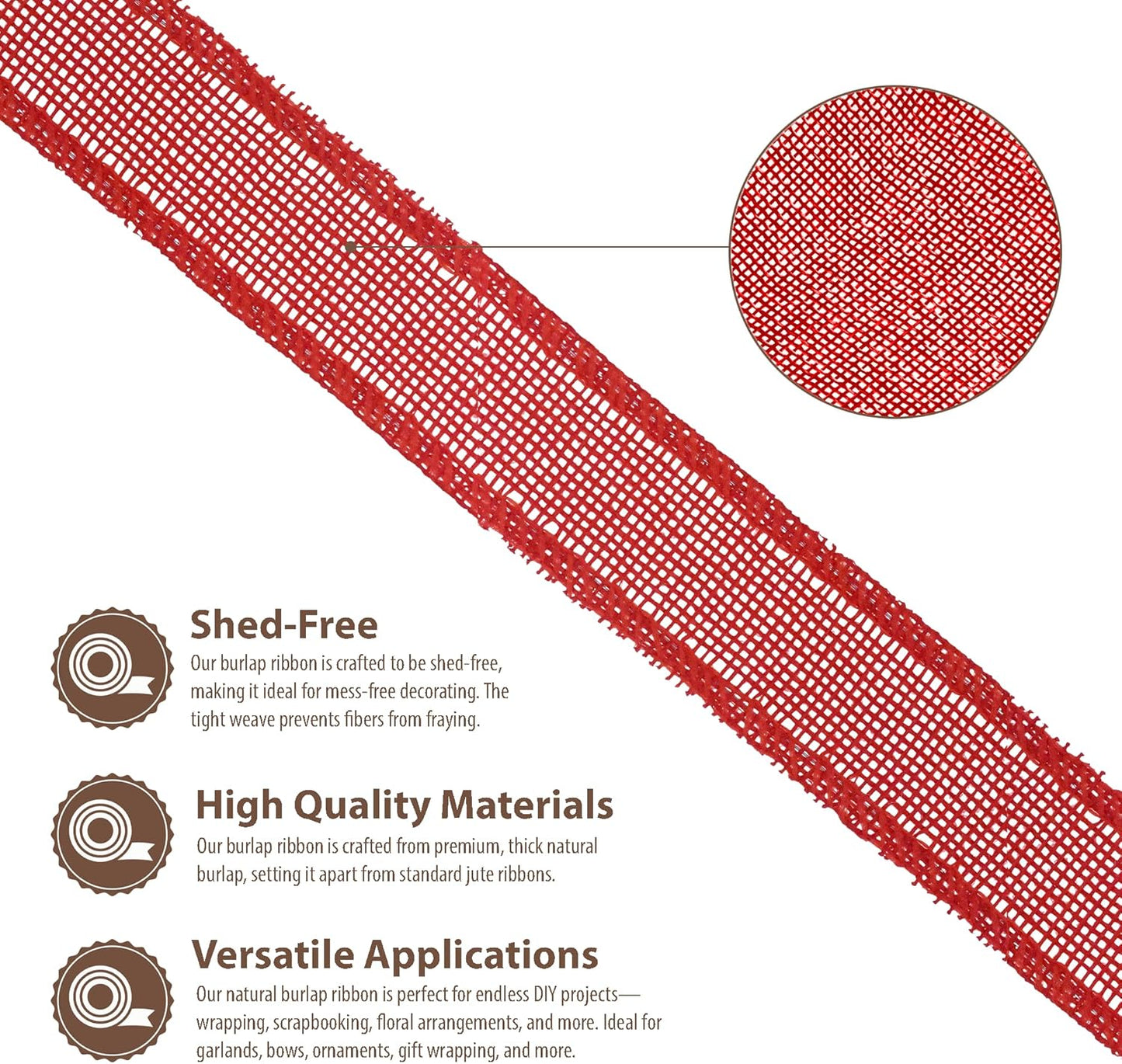 Mandala Crafts Red Burlap Wired Ribbon 1 Inches Wide Jute Ribbons for Crafts - 10 Yds Roll Rustic Burlap Wrap Trim Ribbons for Wreaths Bows Party Decoration