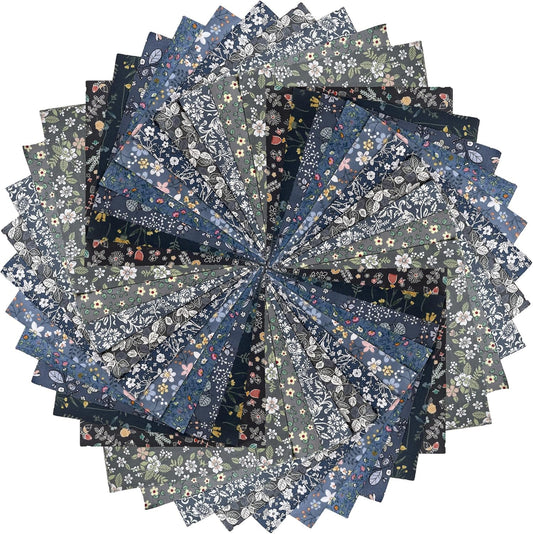 HANPATQUI 50PCS 8 x 8 inch Grey Printed 100% Cotton Fat Quarters Fabric for Sewing and Quilting Bundles Precut Fabric Square for DIY Craft Patchwork