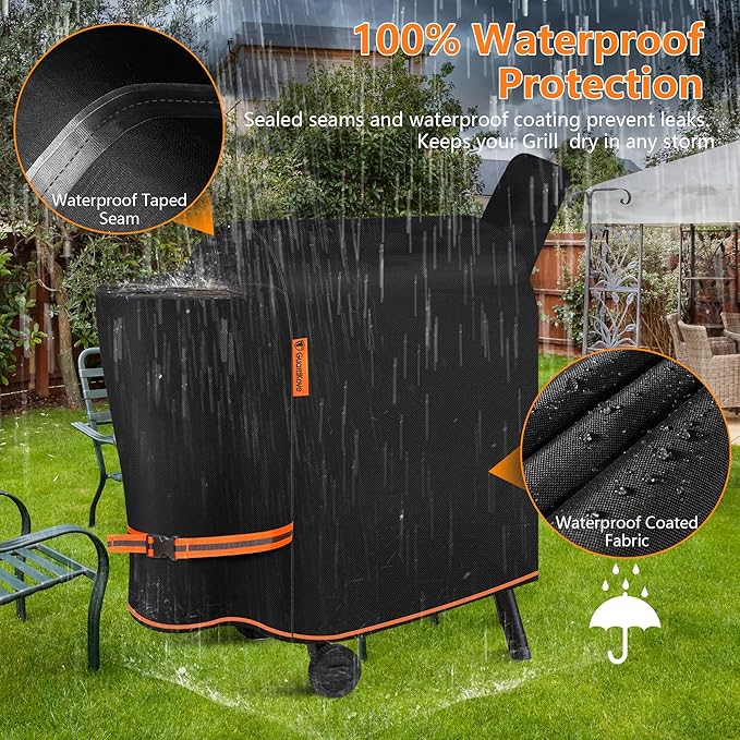 [Upgraded 1000D Heavy Duty Fabric] Grill Cover for Traeger Pro 22/575 Series BAC503, Waterproof Wood Pellet Smoker Cover, Tear & Fade Resistant with Buckle &Zipper, for Traeger Lil'Tex Elite, Eastwood