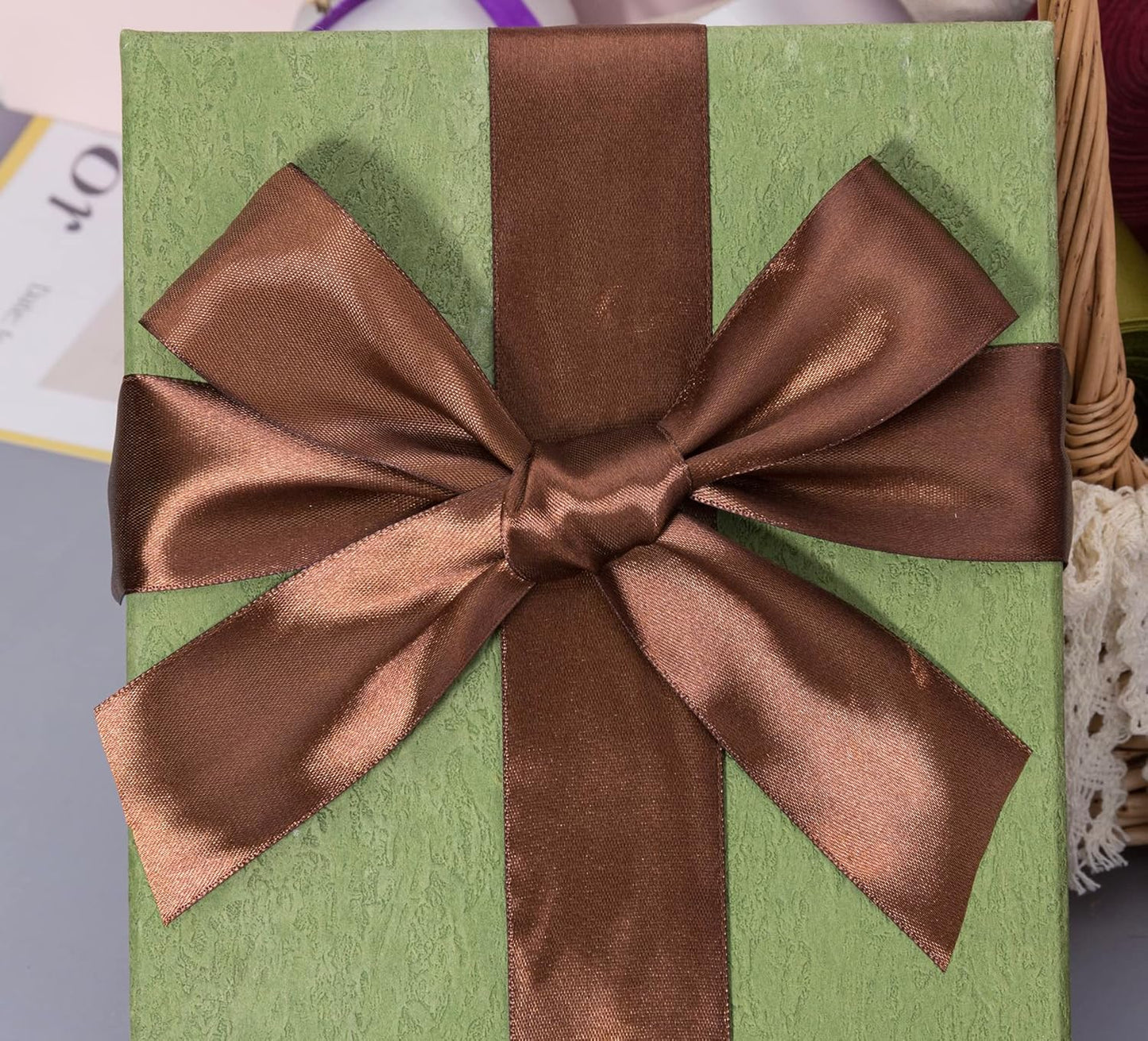 1 1/2 Inch Brown Solid Satin Ribbon, 50 Yards Craft Fabric Ribbon for Gift Wrapping Floral Bouquets Wedding Party Decoration