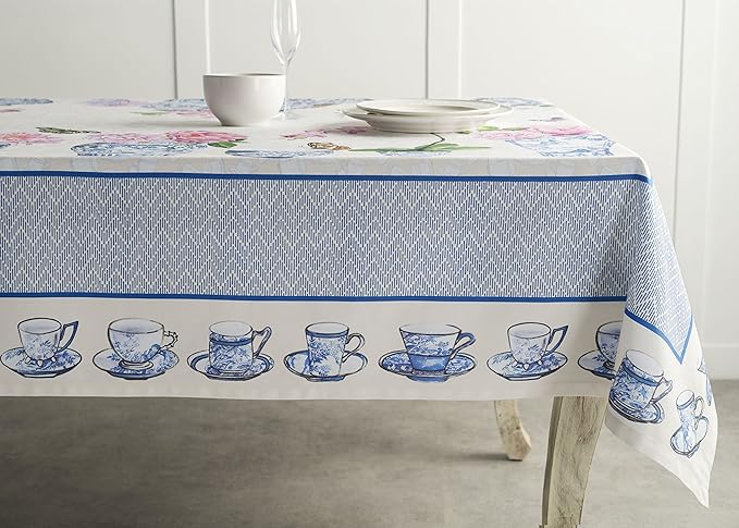 Maison d' Hermine Table Cloth Square Table 100% Cotton 60 x 60 Inches Tablecloth Reusable Decorative Everyday Use for Dining Room, Farmhouse, Home, Party, Festive & Wedding Spring Summer - Canton