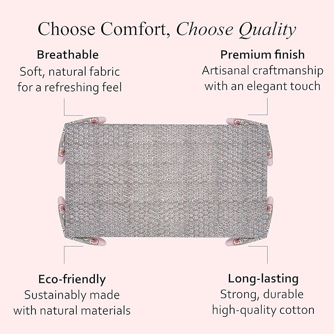 CPC Tablecloth 100% Cotton 72x190 Inch Indian Block Print Rectangle Table Cover, Gray Pink Table Cloth for Weddings, Spring/Summer, Barbeque - Labra Gray