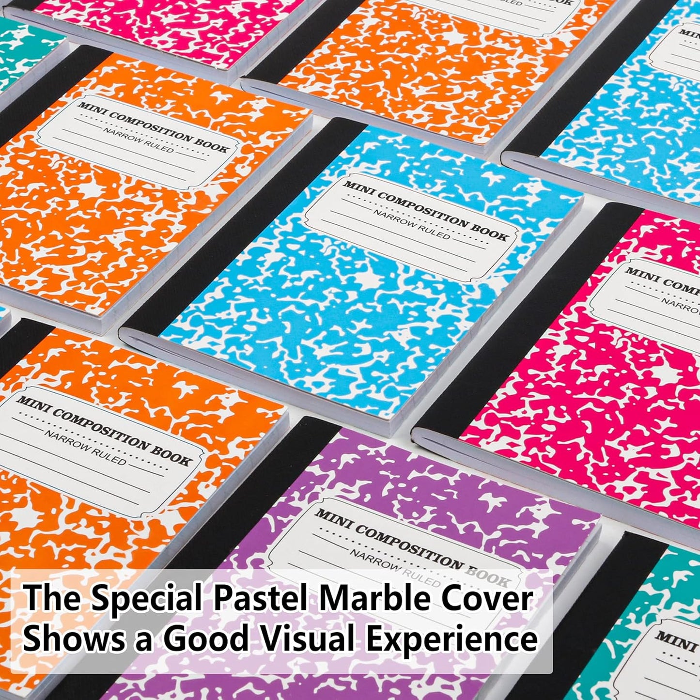 feela Mini Composition Notebook, Cute 30 Pack 5 Pastel Colors Narrow Ruled Mini Composition Books Bulk, Small Pocket Marble Journal Notebooks for Kids Students College, Pocket Size 4.5 x 3.25 in