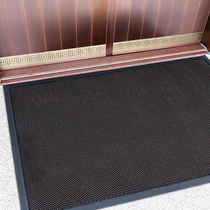 Outdoor Indoor Door Mats for Entryway, Heavy Duty and Durable All-Weather Entry Mat, Low Profile, Non-Slip and Easy Clean Outdoor Doormat for Entrance, Patio and Garage (Brown 47"x31")