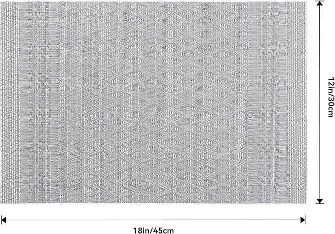 Leetaltree Lunar Grey Placemats Set of 4 - Heat Resistant Non-Slip Place mats for Dining Table, Washable Durable PVC Vinyl Woven Table Mats（Lunar Grey, 4）