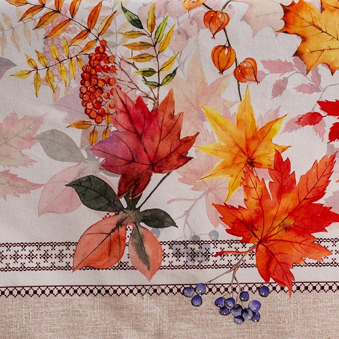 Maison d' Hermine Table Cloth Rectangle Table 100% Cotton 70 x 120 Inches Fall Tablecloth Reusable Everyday Use for Thanksgiving Christmas Decorations Dining Farmhouse Party (Amarante)