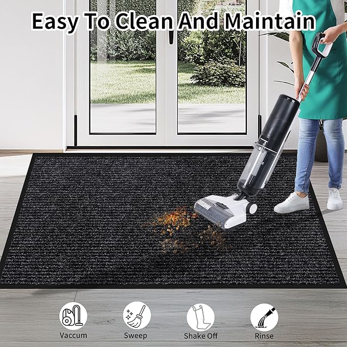 Front Door Mat Indoor Outdoor Entrance, 48" x 96" All-Season Heavy Duty Waterproof Doormat, Non-Slip Absorbent Entryway Mat, Easy to Clean, Low Profile Commercial Floor Mat for Indoor Outdoor
