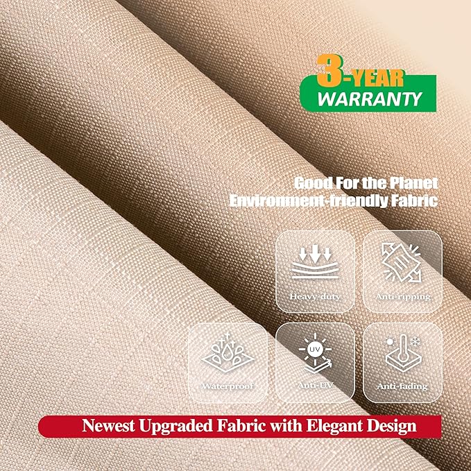 F&J Outdoors Patio Furniture Covers, Waterproof UV Resistant for Table & Chairs Set, Beige, 74"x47"