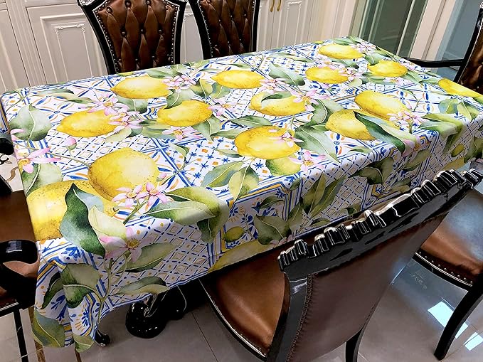 Worltoldb Lemon Tablecloths Polyester Table Cloth for Kitchen Dinning Table Washable Table Cover for Parties Wedding Picnic