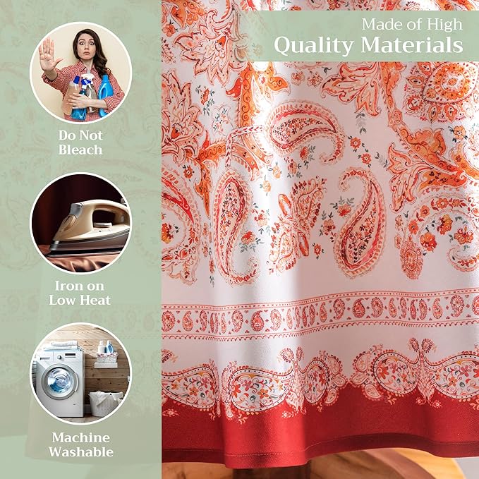 Maison d' Hermine Table Cloth Round Table 100% Cotton 69 Inches Fall Tablecloth Reusable Everyday Use for Thanksgiving Christmas Decorations Dining Farmhouse Party (Orient)