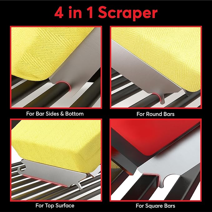 Grill Brush Bristle Free - Safe Grill Brush for Outdoor Grill, SteamWizards BBQ Grill Cleaning Brush Kit, Replaceable Head Fire Resistant Grill Scraper Tool, Dishwasher Safe, Gift for Men/Dad