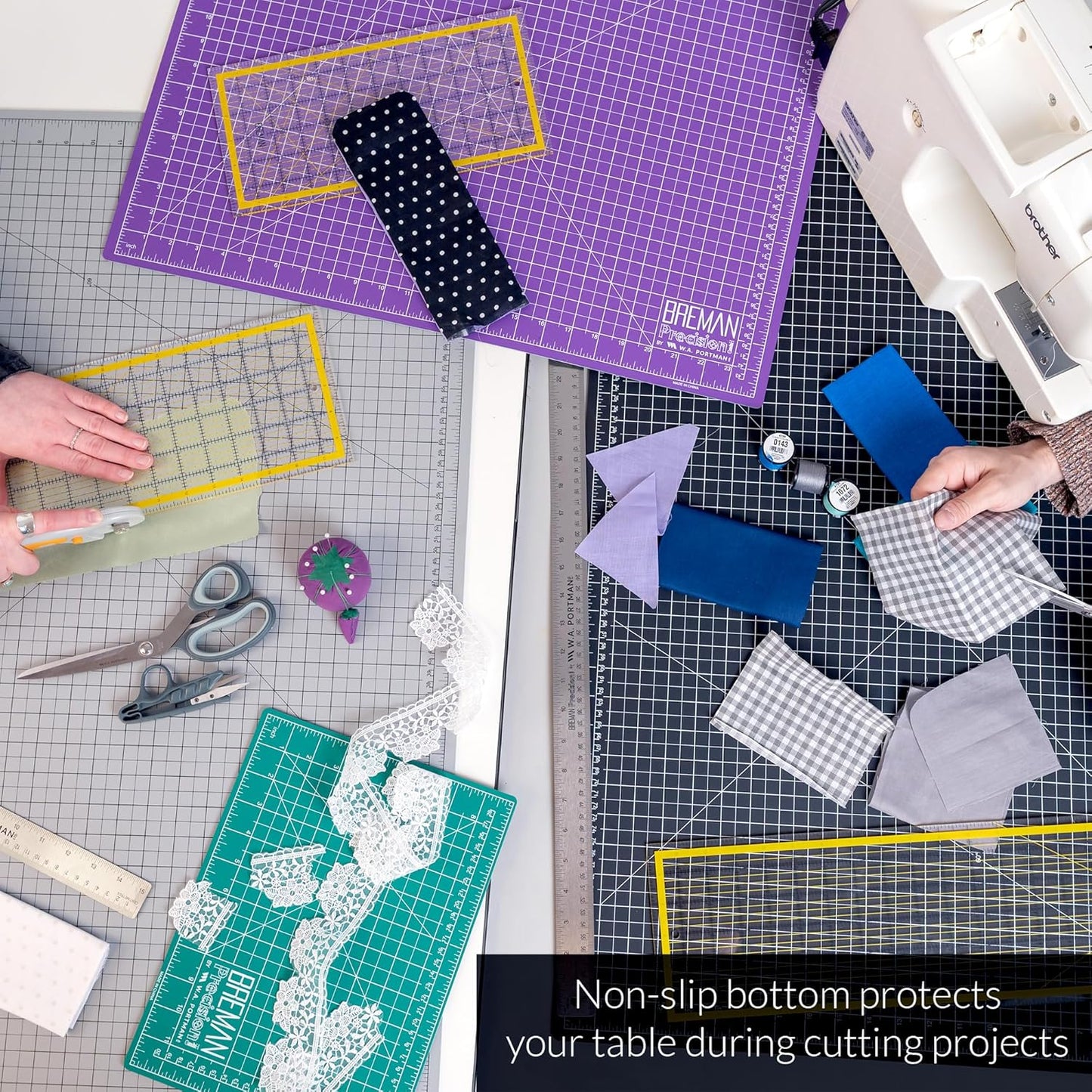 Breman Precision Self Healing Cutting Mat 9x12, 12x18, 18x24 Inch - 3-Pack Rotary Mats for Crafts - 2 Sided 5 Ply PVC Self Healing - Fabric Cutting Mat for Sewing