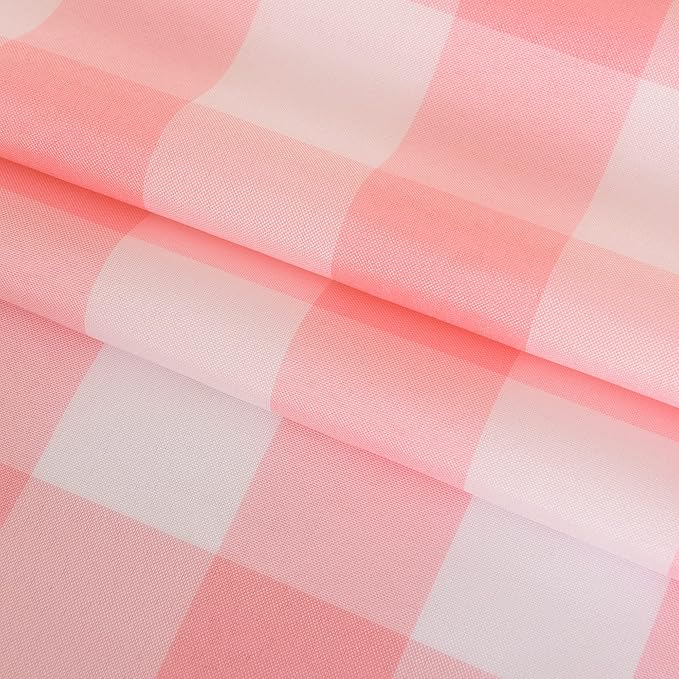 Cupuamon 2 Pack Waterproof Polyester Fabic Rectangle Checkered Tablecloth，60x102 Outdoor Table Cloth，Oil Stain Prevention Table Cloth for Pinics and Parties（Pink and White）