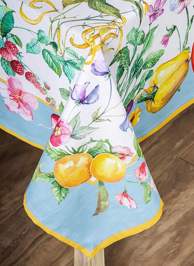 Maison d' Hermine Table Cloth Rectangle Table 100% Cotton 70 x 108 Inches Tablecloth Reusable Decorative Everyday Use for Dining Room, Farmhouse, Home, Party, Festive & Wedding Spring Summer - Giverny