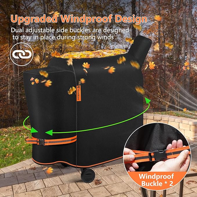 [Upgraded 1000D Heavy Duty Fabric] Grill Cover for Traeger Pro 22/575 Series BAC503, Waterproof Wood Pellet Smoker Cover, Tear & Fade Resistant with Buckle &Zipper, for Traeger Lil'Tex Elite, Eastwood