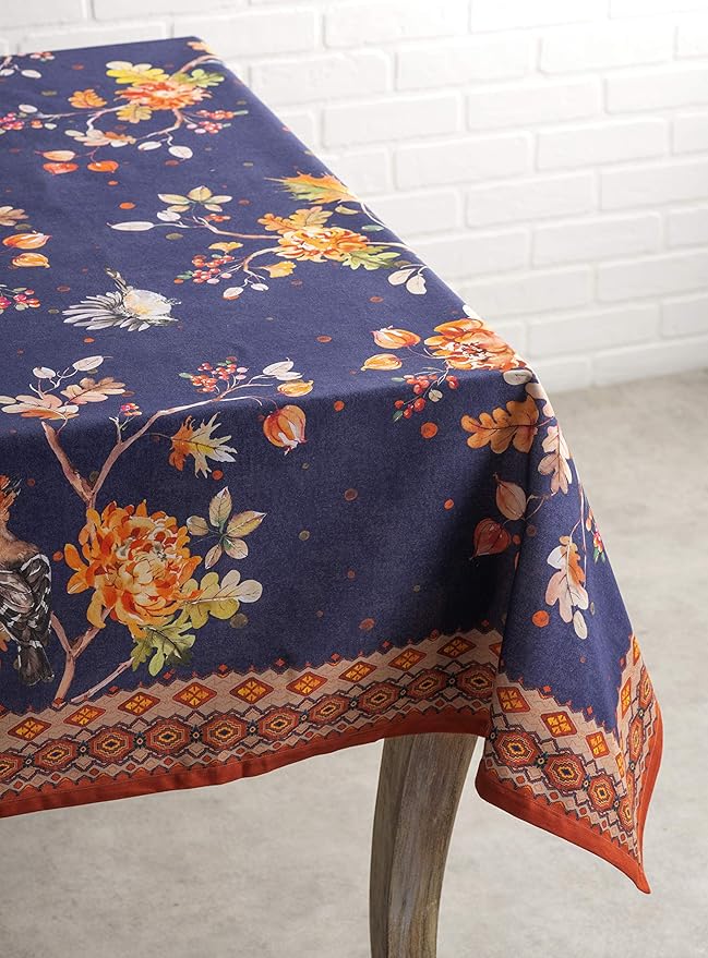 Maison d' Hermine Table Cloth Square Table 100% Cotton 54 x 54 Inches Fall Tablecloth Reusable Everyday Use for Thanksgiving Christmas Decorations Dining Farmhouse Party (Kelim - Infinity)
