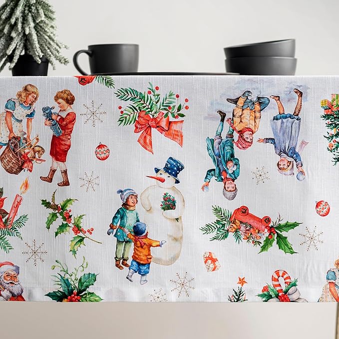 Maison d' Hermine Table Cloth Rectangle Table 100% Cotton 70 x 108 Inches Fall Tablecloth Reusable Everyday Use for Thanksgiving Christmas Decorations Dining Farmhouse Party (Chromo)