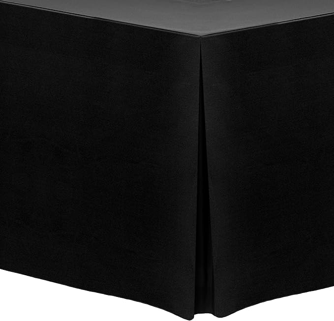Ultimate Textile -5 Pack- 5 ft. Fitted Polyester Tablecloth - Fits 30 x 60-Inch Banquet and Folding Rectangular Tables - 42" H, Black