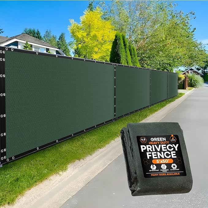 Xpose Safety Privacy Fence Screen 5’ x 50’ – Heavy Duty Green Mesh with 90% Visibility Block, UV Protection – for Garden, Yard, Nursery, Kennel, Dog Run, Greenhouse
