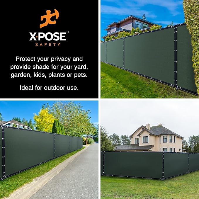 Xpose Safety Privacy Fence Screen 8’ x 50’ – Heavy Duty Green Mesh with 90% Visibility Block, UV Protection – for Garden, Yard, Nursery, Kennel, Dog Run, Greenhouse